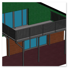 Modell eines Vorstellbalkons aus Stahl, gebaut in Hamburg