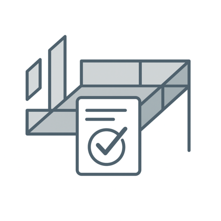Illustration eines Balkons mit Genehmigungsdokument – Symbol für Bauantrag und Baugenehmigung von Balkonen.
