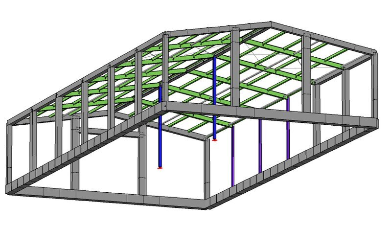 3d-Modell, Statik einer Industriehalle